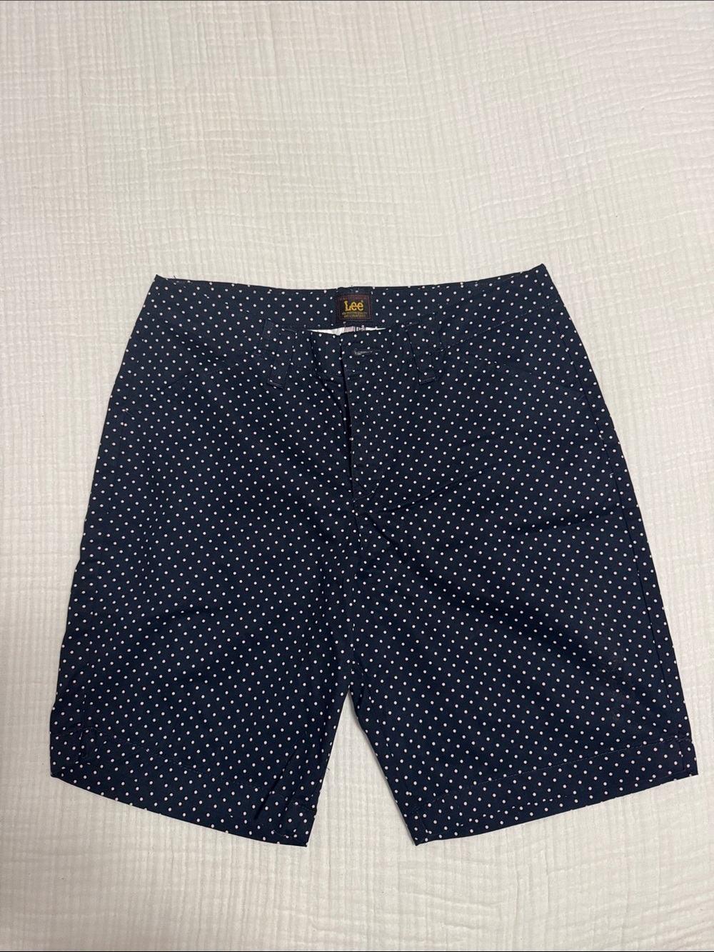 Lee women’s  Navy with light pink Polka Dot Flat Front Shorts